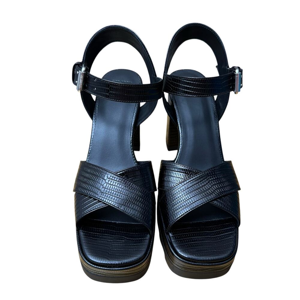 The Kooples Women’s Sz EU 38 US 7 Black Ankle Strap High Heel Leather Sandals